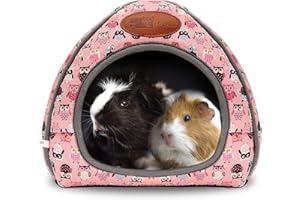 RANYPET Guinea Pig Bed, Cave Cozy Hamster House Large Hideout for Guinea pig Ferret Hedgehog Chinchilla Bearded Dragon Winter Nest Hamster Accessories Pink