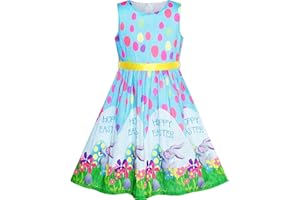 SUNNY FASHION Girls Dress Blue Flower Print Children Clothing Size 2-11