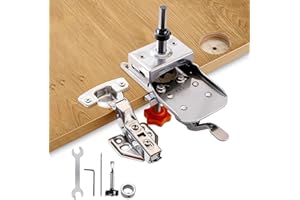 FUERDICH Plantilla de Bisagra de 35 mm para Puerta, Plantilla de PerforacióN de Agujero de Bisagra de Gabinete, Ajustable, Antideslizante, Pinza Rápida,para Carpintería de Puertas y Armarios