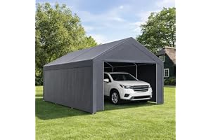 Monucep Tältgarage carport 3 x 6 m garagetält med väderbeständig PE-presenning, vintersäker, UV-resistent, förvaringstält skydd utrustningsskjul för bil, SUV, lastbil