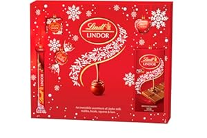 Lindt Lindor Milk Chocolate Christmas Selection Box – Medium 234g – Truffles, Hearts, Squares & Bars – 2025 Gift for Him & Her