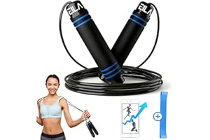 EILA Comba de Saltar Fitness y Crossfit Hombre y Mujer + APP Personalizada Android + Banda Elástica - Set Cuerda de Saltar para hacer Ejercicio en Casa o en la Calle - Kit Comba Boxeo para el Gym