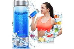 Roylvan Botella de Agua Hidrogenada, Botella con Filtrado de Agua Vidrio sin BPA, 450ml Generador Portátil de Agua de Hidrógeno Rica para Deporte, Hogar, Oficina, Viajes y Bebida Diaria, Plata