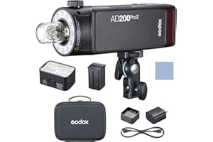 ‎GODOX Godox AD200Pro II kieszonkowe światło błyskowe 200 W 2,4 G bezprzewodowe Speedlite TTL Auto-flash 1/8000s HSS 0.01-1.8s Czas recyklingu z dwukolorowym oświetleniem modelującym