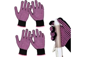 KEYRI 4 Pcs Heat Resistant Gloves for Hair Styling, Heat Protection Gloves Non Slip Silicone Bump Heat Blocking for Hair Curling Wand Heat Proof Gloves for Hair Tools Curlers Straighteners (Rose Red)