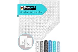 ‎BLUMBACH Blumbach® Duschmatte rutschfest 53x53cm - 100% BPA-frei - Inkl. 2 Haken zum Aufhängen - griffige Antirutschmatte Dusche & Badewanne, Duscheinlage, Rutschmatte schimmelresistent & maschinenwaschbar