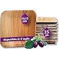 Waipur Piatti in Foglia di Palma Biologici – 25 Piatti Quadrati 15x15 cm – Piatti usa e getta Compostabili di Alta Qualità – 
