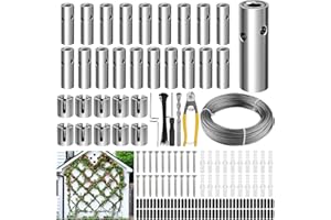 Kalolary - 185 enrejados de alambre de jardín para plantas trepadoras, kit de enrejado de alambre de acero inoxidable resistente de 30 m para escalada de plantas de pared, cuerda de alambre de acero