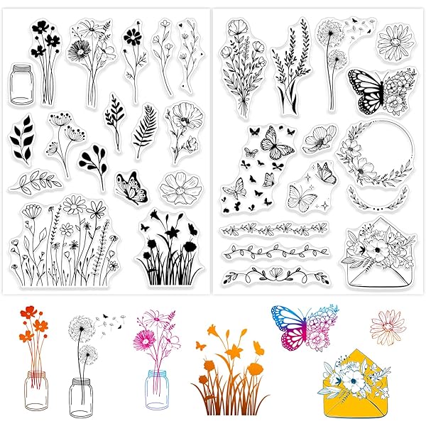 Timbri Floreali Trasparenti In Silicone - Set Per Scrapbooking E Decorazione Fai Da Te | Francobolli Decorativi Per Carte E Album - Foto 3