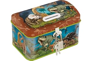 ‎TAPIRELLA TapirElla Kinder Spardose Metall mit Schloss, Dinosaurier, T-Rex, Urzeit, Dino, Sparbüchse, Geschenkidee für Mädchen und Jungen vom Lutz Mauder Verlag, Sparschwein