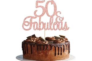 Gyufise 3Pcs 50 & Fabulous Cake Toppers Rose Gold 50 Birthday Anniversary Cake Toppers for 50 Birthday Anniversary Party Decorations Happy 50th Birthday Cake Decorations Supplies