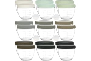Youngever 18 Pack 60ML Baby Food Storage, Re-usable Baby Food Containers with Lids and Labels, 9 Assorted Colors (Urban)