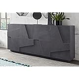 Dmora Credenza Moderna a 4 Ante, Made in Italy, Madia da Cucina, Buffet di Design da Soggiorno, cm 162x44h86, Colore Ardesia,