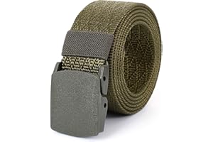 Mile High Life Nylonowy pasek tkany, outdoorowy pasek wojskowy, przycięty do 132 cm, szerokość 3,8 cm, bezpieczna plastikowa klamra TSA, Olive 530 Cross