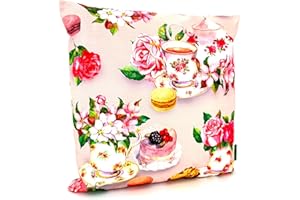 ‎HEIMTEXLAND heimtexland ® Outdoor Deko Kissen 45x45 wetterfest Gartenkissen mit Füllung Lounge Dekokissen wasserabweisend Outdoorkissen Gartenkissen Tea Time Typ913 Malve