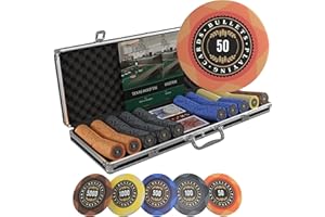 Bullets Playing Cards | Pokerkoffer „Adriana“ mit 500 Clay Pokerchips 14g | Pokerset mit Karten, Würfeln, Dealer Button & Pokerregeln