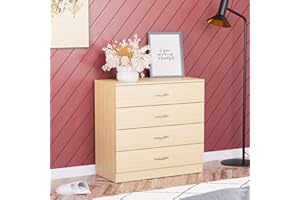 VIDA DESIGNS Home Discount Pino cassettiera, 4 cassetti con Maniglie in Metallo e corridori, Sistema Unico con Guide, Riano mobili per Camera da Letto