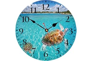 ‎TAHEAT TAHEAT 30 cm Maritime Meer Schildkröte Wanduhr, Lautlos Geräuschlos Holz Uhren, Batteriebetrieben Modern Wanduhr für Küche/Schlafzimmer/Wohnzimmer/Esszimmer