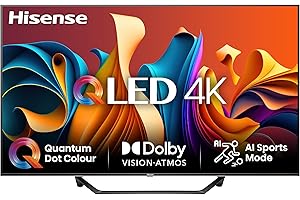 Hisense TV 43" QLED 4K 43A72NQ, Smart TV VIDAA U7, Dolby Vision, HDR 10+, Game Mode Plus, Dolby Atmos, Alexa Built-in, VIDAA Voice, Tuner DVB-T2/S2 HEVC 10, lativù 4K