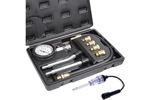 WiMas Kompressionsprüfer Benzin Kompressionsmessgerät Kompressionstester, Motor Kompression Zylinder Kompressionsmesser Kompressionstest mit Zündkerzentester (Schwarz)