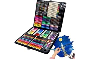 HOLZSAMMLUNG Kit Pittura e Disegno, 258Pcs Set Pittura con Valigetta Comprende Pastelli Matite Colorate Strumento da Disegno, Set d'Arte per Disegnare e Dipingere, Ideali Regali per Bambini Artisti Dilettanti
