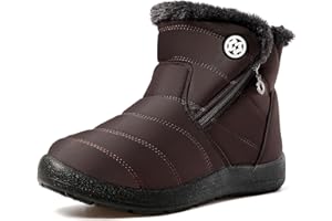 Hsyooes Botas Mujer Invierno Botines de Nieve Calentitas Zapatos Forradas Impermeable Botas de Nieve Cómodas Antideslizante Ligero