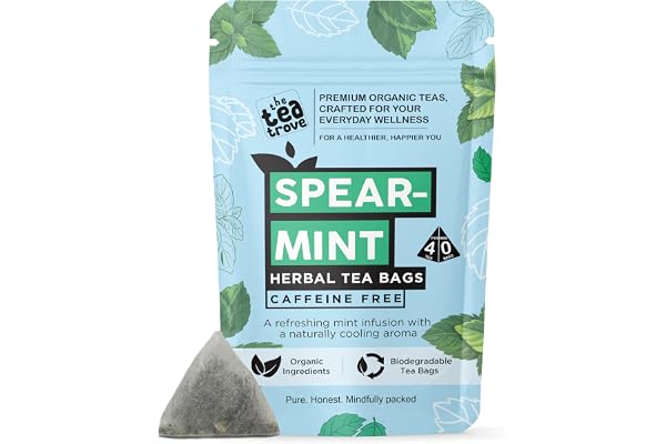 the tea trove Organic Spearmint Tea Bags - 40 Eco-Friendly Tea Bags (Pack Of 1), 0.04 Kg