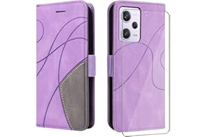 UKECASE Funda con Protector para Xiaomi Redmi Note 12 Pro 5G / Poco X5 Pro 5G, Carcasa Libro de Premium Cuero PU Suave Tapa con Ranura para Tarjetas Color Púrpura