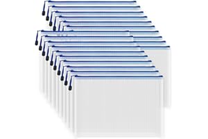 ‎COWORK-UP COWORK-UP 20 Stücke Dokumententasche A4 mit Reißverschluss, Plastik Zip Beutel Dokumenten Taschen für Datei, Papier, Hausaufgaben und Reisezubehör