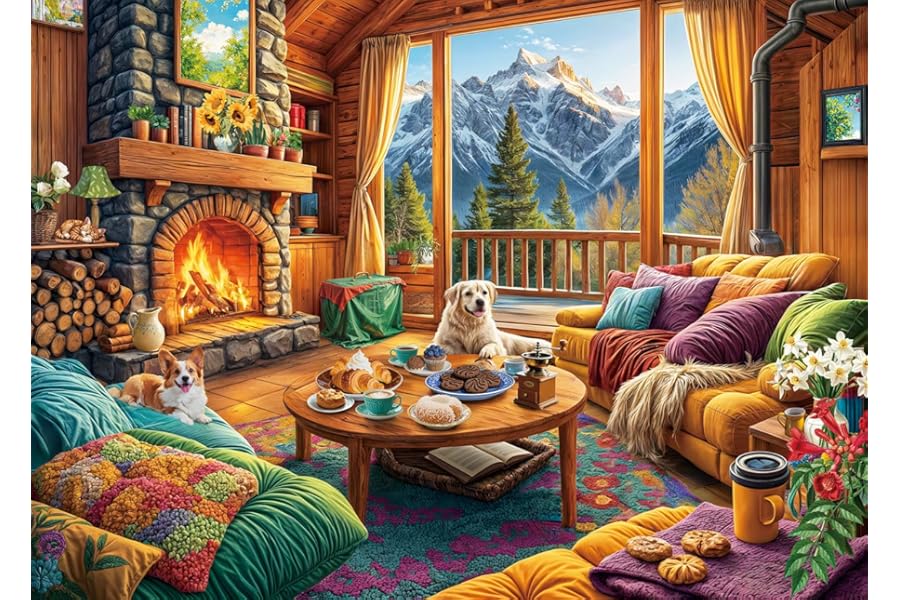Puzzles 1000 Pieces for Adults jigsaw puzzles for adults-Alpine Cabin Retreat-1000 Piece Puzzle Classic Educational Games Beautiful Decoration Puzzle