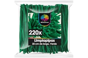 OfficeTree 220 x Limpiapipas Verde - 30 cm - Limpia Pipas para Manualidades - Flexible y Moldeable Limpiapipas Manualidades - Pipe Cleaner Crafts - Limpiapipas Colores Verde