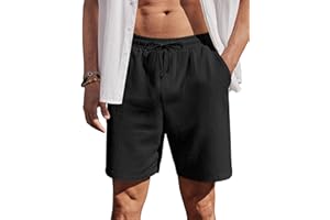 COOFANDY Herren Shorts Sommer Baumwolle Kurz Hosen mit Gummizug Leicht Sommershorts Freizeithose mit Taschen