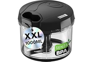 LEBENLANG Tritatutto Manuale A Corda - Trita Verdure A Mano 1 Litro & Senza BPA | Frullo Il Tuo Tritatutto Chopper Prezzemolo Taglia Cipolla Tritaverdure Frullatore Piccolo Da Cucina Professionale