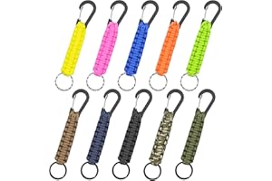 Yibang 10 Stück Paracord Schlüsselanhänger mit Karabiner, Schlüsselanhänger Paracord Notfall im Freien, Multifunktion Anhänger für Outdoor-Klettern, Camping, Wandern, Rucksackreisen