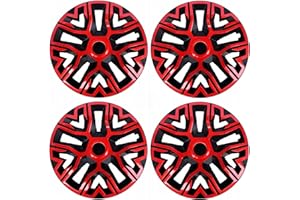 Universal hubcaps NRM The Best Bicolor 4 pieces wheel trims (Red and black, 15")