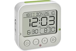 ‎TFA DOSTMANN TFA Dostmann Bingo 2.0 cyfrowy budzik sterowany radiowo z wyświetlaczem temperatury, 2 czasy budzenia, biały, dł. 95 x szer. 41 x wys. 96 mm