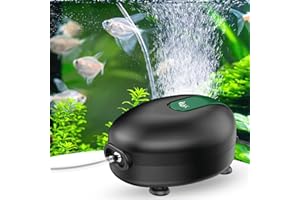 AQQA Pompa ad aria per acquario, pompa ad ossigeno regolabile, per acquario, super silenziosa, con valvola di ritegno, pompa per ossigeno < 30 dB