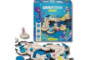 Ravensburger - Gravitrax Starter Junior Ocean | Circuito Canicas con 58 Pieza | Rompecabezas Niños con Canicas | Juegos para Niños De 3 Años | Juegos Mesa Compatibles con Todos Los Gravitrax