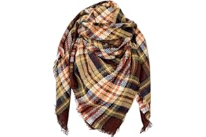DELEY Écharpe Tartan Retro pour Femmes Écharpe à Carreaux Doux Écharpe Enveloppante Châle Écharpes de Couverture