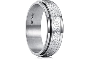 King Will INTERTWINE 8mm Mens Stainless Steel Tungsten Wedding Ring Spinner Statement Band Celtic Knot Design High Polished Carbon Fiber Inlay Comfort Fit Wedding Band Ring
