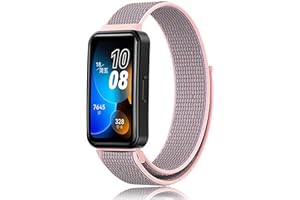GIOPUEY Armband Kompatibel mit Huawei Band 8/Band 9, Geflochtenes Nylon Armband [Unisex] elastisch Ersatzarmband - pink