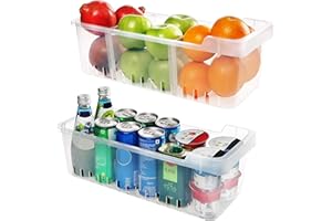 KURELLE Kühlschrank Aufbewahrungsbox (2 Stück) - Kühlschrankschubladen (40cmx12cmx16cm) - Kühlschrank Organizer - Lebensmittel Aufbewahrungsbehälter fur Küchen, Regalen, Kühlschrank