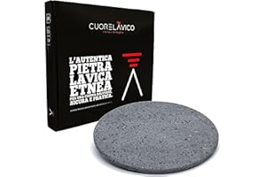 CUORE LAVICO - PIASTRA REFRATTARIA IN PIETRA LAVICA ETNEA TONDA PER PIZZA DIAMETRO 33 CM - SP. 1 CM COMPATIBILE CON FORNO ILLILLO - MADE IN ITALY