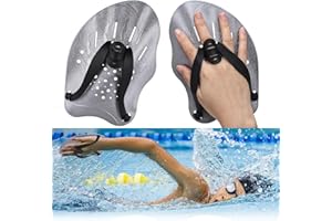 Zocipro 1 Paire Palmes de Natation, Plaquettes Natation avec Sangles Réglables, Accessoires D'entraînement à la Natation pour Adultes et Enfants, Unisexe, Argent