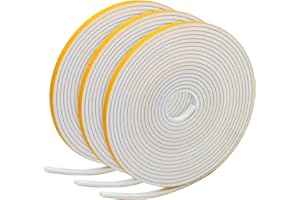 Winfred 3 rotoli di nastro di guarnizione in schiuma, 6 mm x 3 mm x 5 m, guarnizione adesiva per porta finestra, colore: bianco