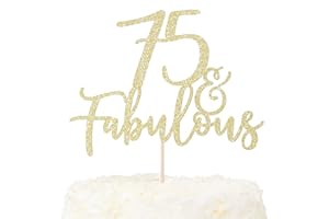 LOVENJOY Decoration Gateau Anniversaire 75 Ans Paillettes Dorées 75& Fabulous Cake Topper Happy 75th Birthday Deco Gateau Pour Décoration 75e Fête D'anniversaire