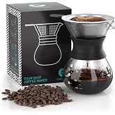Coffee Gator Pour Over Manual Drip Coffee Maker with Stainless Steel Permanent Coffee Filter and Carafe (300ml)