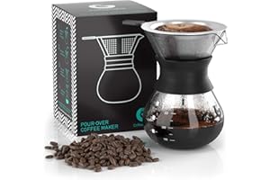 ‎COFFEE GATOR Coffee Gator Pour Over Kaffeebrüher – Mehr Geschmack mit einem papierlosen Edelstahlfilter und einer Glaskaraffe – Manueller Drip Kaffeebereiter – 300 ml