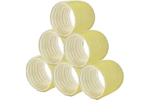 ‎PONIK'S PROFESSIONAL PONIK'S PROFESSIONAL - Haarrollen Lockenwickler, Lockenwickler Selbsthaftend Set, Haar Roller 6 Stücke, Haarrollen Locken 66 mm, Jumbo Größe Haar Lockenwickler, Selbst Griff Locken - Gelb
