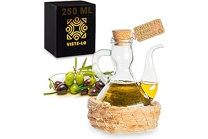 VISTE-LO Huilier en Verre pour Huile d'olive | Distributeur Huile d'olive | Bouteille Recipient pour huiles vinaigre | Bouteille Huile Olive Bec verseur Huile d'olive vinaigrier cuisine (250 ML PANIER)